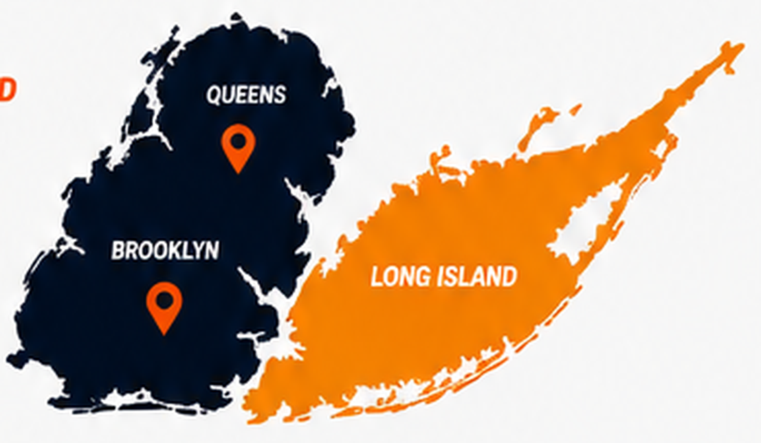 Map showing Millennial Sewer and Drain service area in Brooklyn, Queens and Long Island